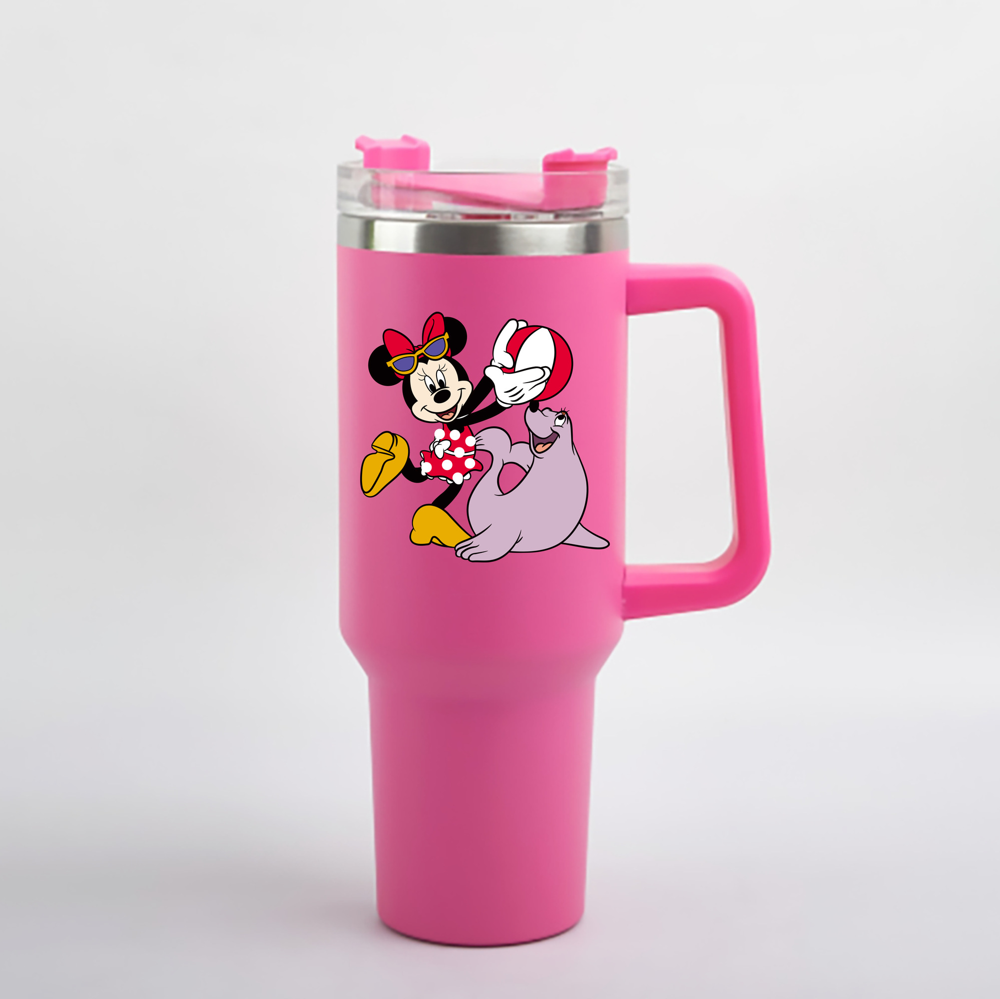 （画像用） ミッキーマウス Mickey Mouse 1200mL車用タンブラー - クリスタルステッカー（プラスチックストロー付き）